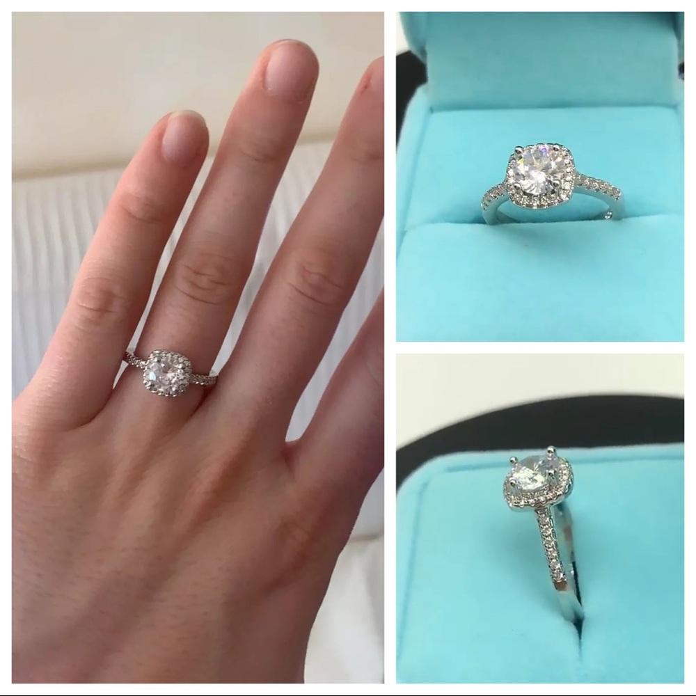 💍 Cushion Halo Round cut Timeless engagement ring (resizable) - Picture 5 of 6